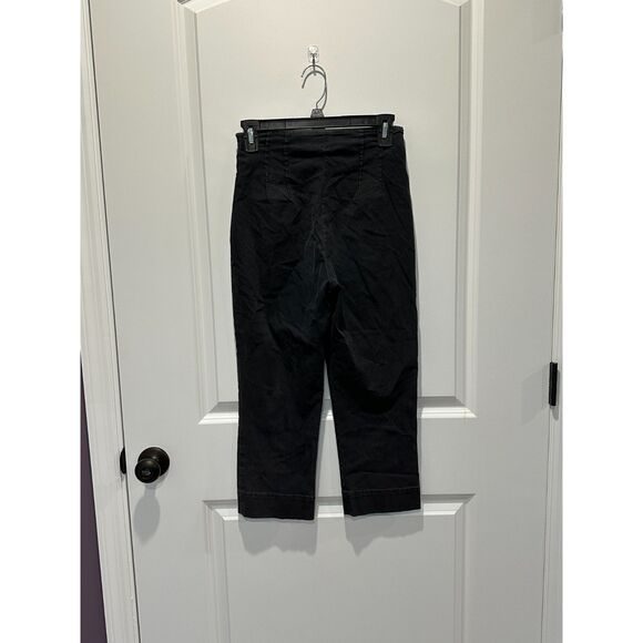 Theory Pleated Cropped Side Zip Washed Black Pants Size 4 - Picture 3 of 6